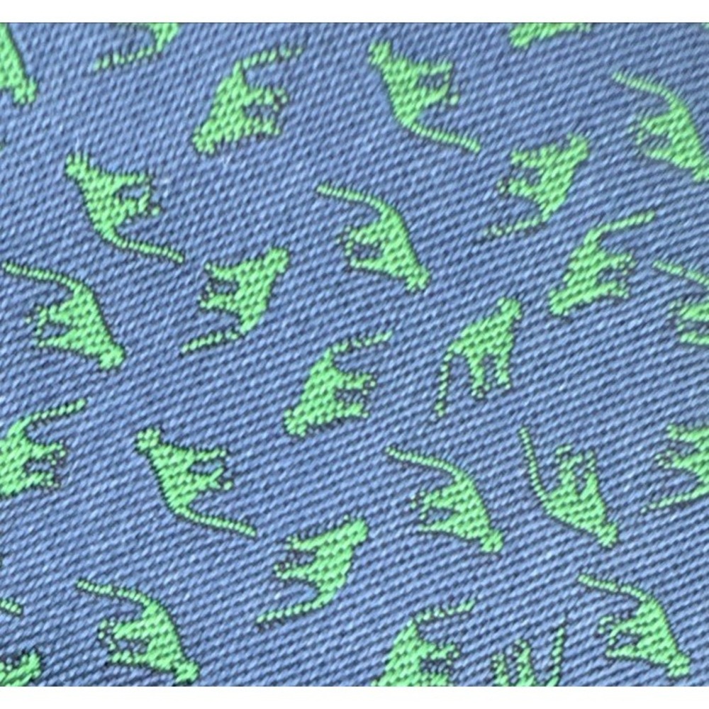 Navy Blue & Green Tie with‎ green Monkeys 100% Silk 63 inch X 3  handmade